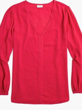 J Crew Factory Printed V-neck Top – Fuchsia Pink - Size M - NWT